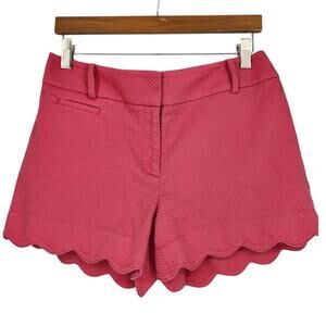 LOFT Pink Textured Scalloped Hem Shorts – Size 6 (4" Inseam)